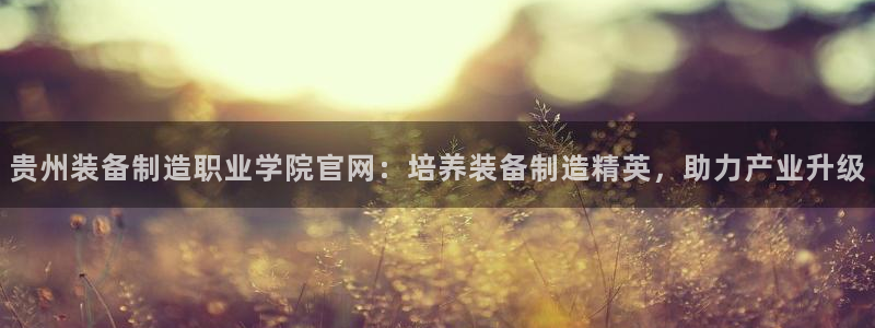彩神v平台：贵州装备制造职业学院官网：培养装备制造精英，助力产业升级